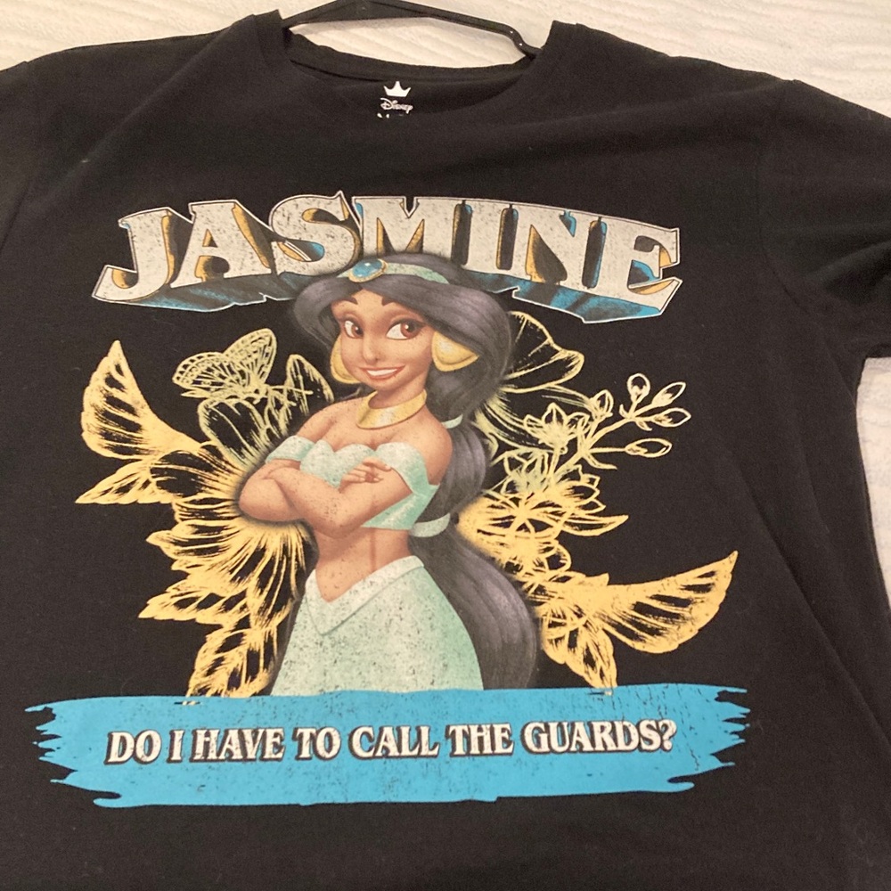 Disney Jasmine Black T-Shirt with Gold and Blue Accents